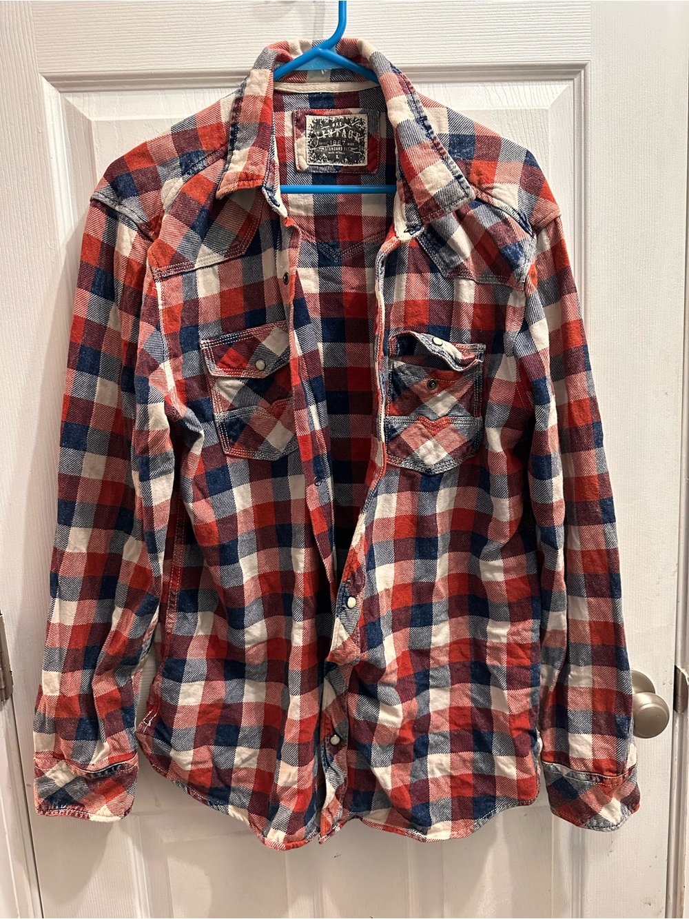 BKE Red, Blue & White Plaid Lightweight Shirt Jacket